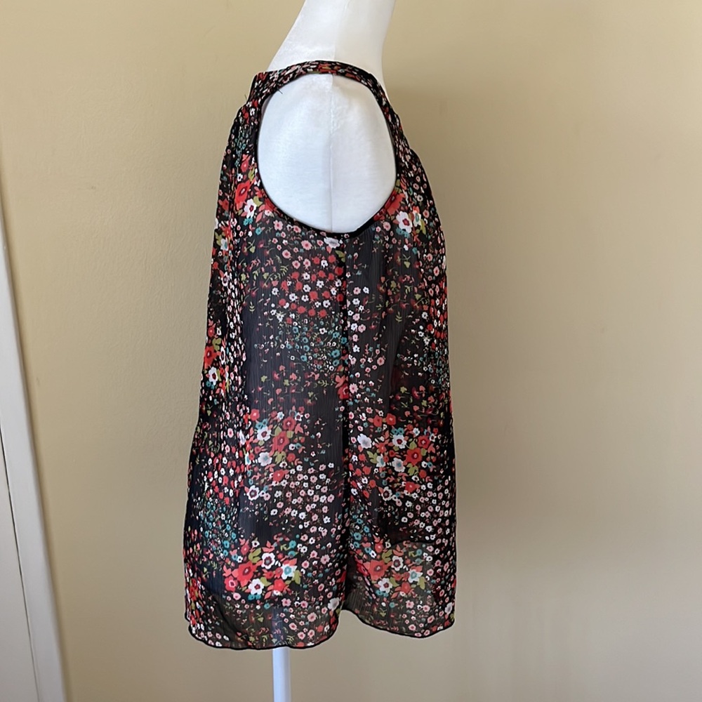 Floral print black sheer blouse - Picture 5 of 7